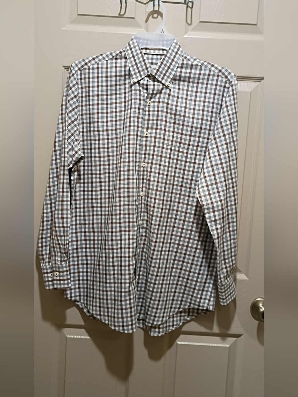 Peter Millar Shirt Mens Size Medium Plaid Long Sleeve Button Up 100% cotton EUC